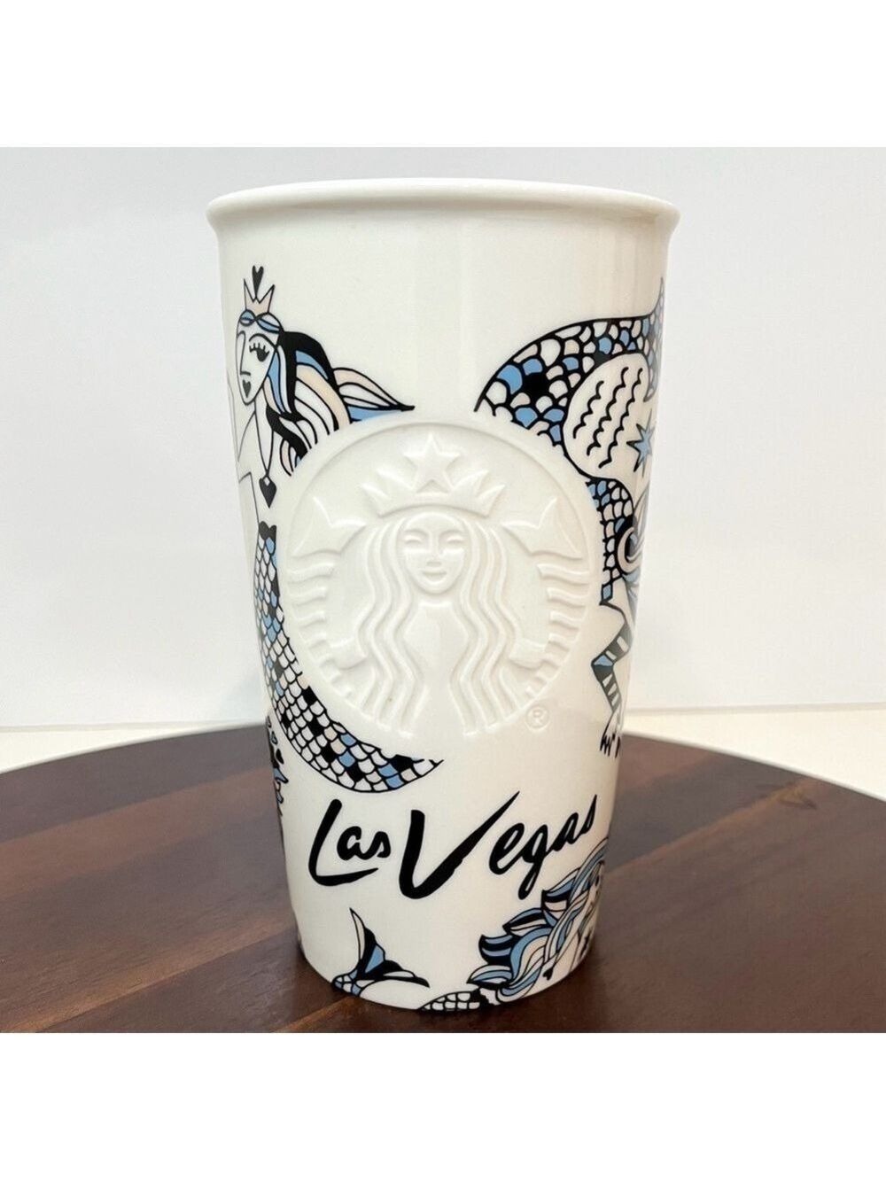 Starbucks Las Vegas Siren Mermaid Ceramic Travel Tumbler Mug 12 oz 2015
